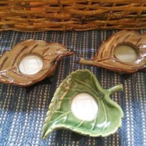 3 Fall Ceramic Leaf Picture Frames